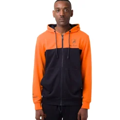 Felpa con cappuccio da uomo blu e arancione e tasche Tonino Lamborghini