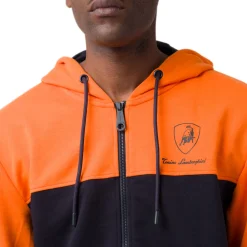 Felpa con cappuccio da uomo blu e arancione e tasche Tonino Lamborghini
