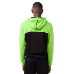 Felpa con cappuccio da uomo nero e verde e tasche Tonino Lamborghini