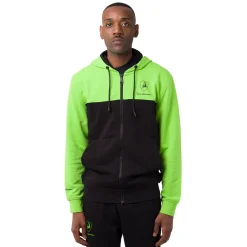 Felpa con cappuccio da uomo nero e verde e tasche Tonino Lamborghini