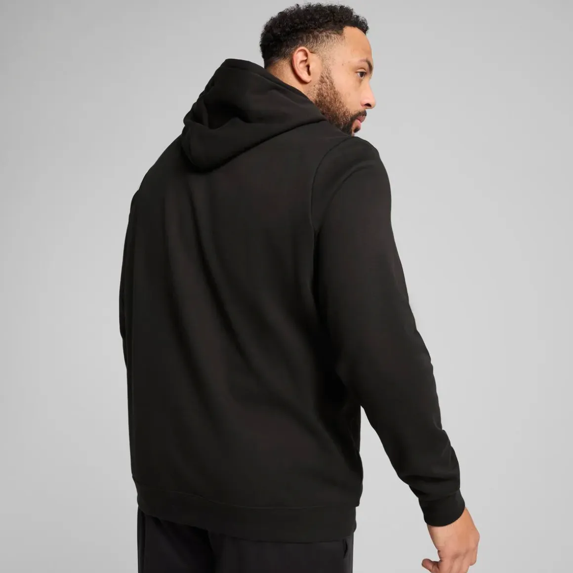 Felpa con Cappuccio da Uomo Nera con Logo Puma ESS No.1