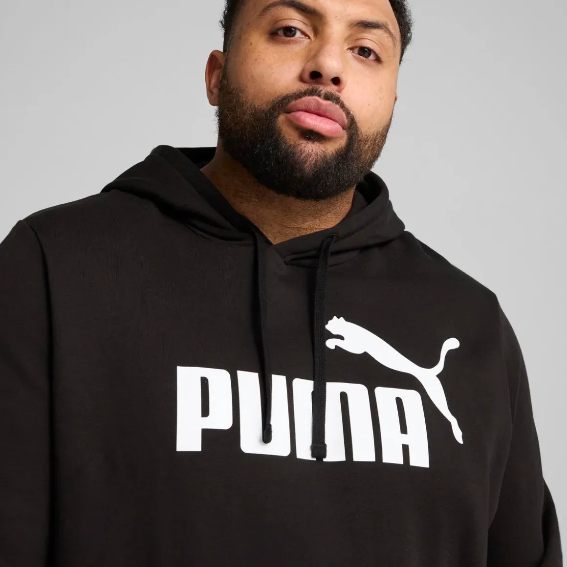 Felpa con Cappuccio da Uomo Nera con Logo Puma ESS No.1