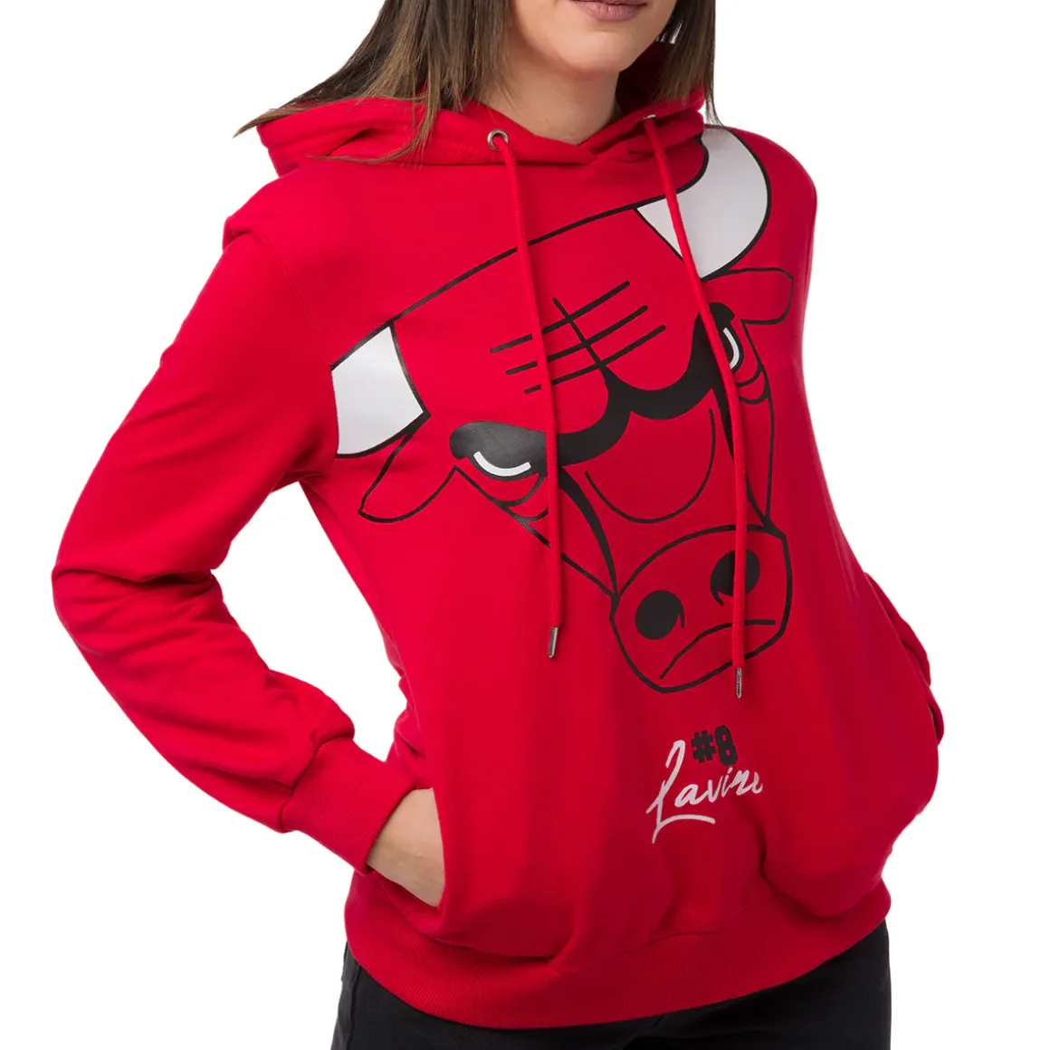 Felpa con cappuccio rossa da Donna con tasca Chicago Bulls e Zach Lavine NBA