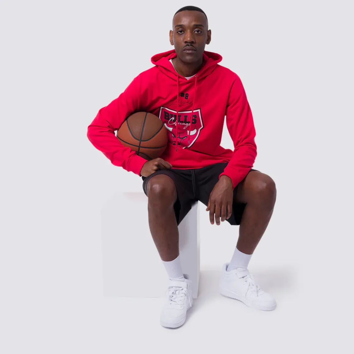 Felpa con cappuccio Rossa da Uomo con tasche e stampa Chicago Bulls e Lavine NBA
