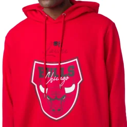 Felpa con cappuccio Rossa da Uomo con tasche e stampa Chicago Bulls e Lavine NBA