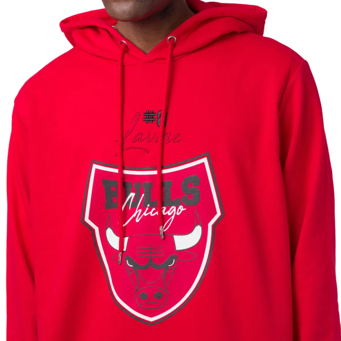 Felpa con cappuccio Rossa da Uomo con tasche e stampa Chicago Bulls e Lavine NBA