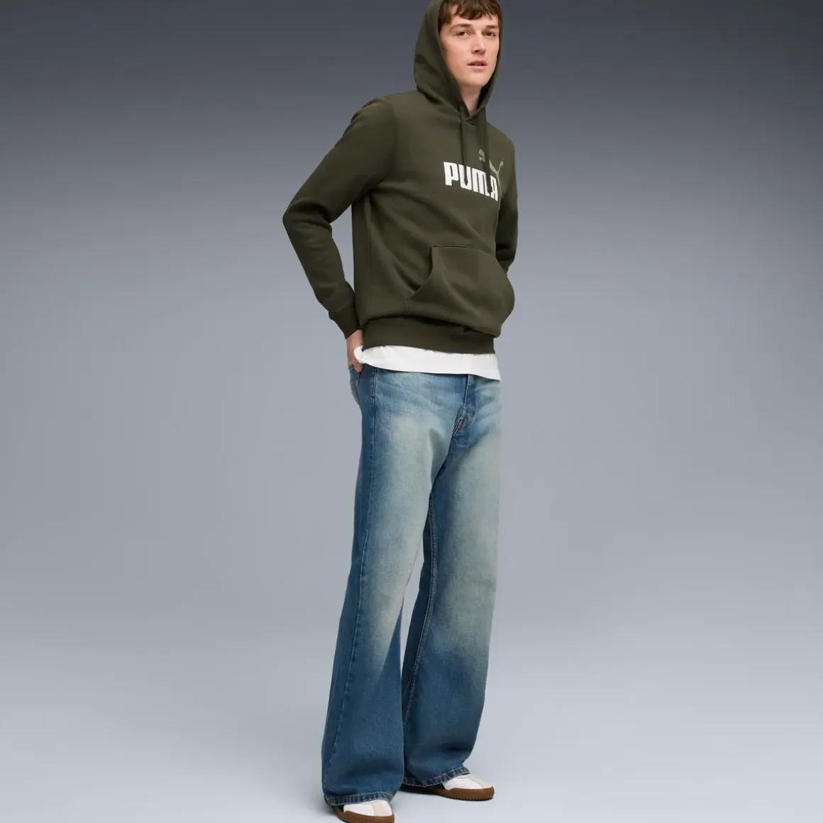 Felpa con cappuccio verde militare da Uomo Puma
