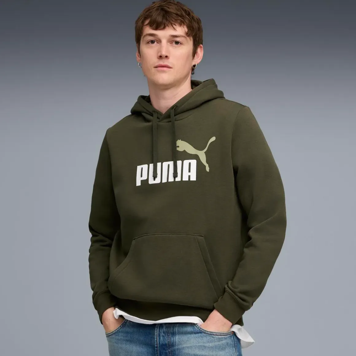 Felpa con cappuccio verde militare da Uomo Puma