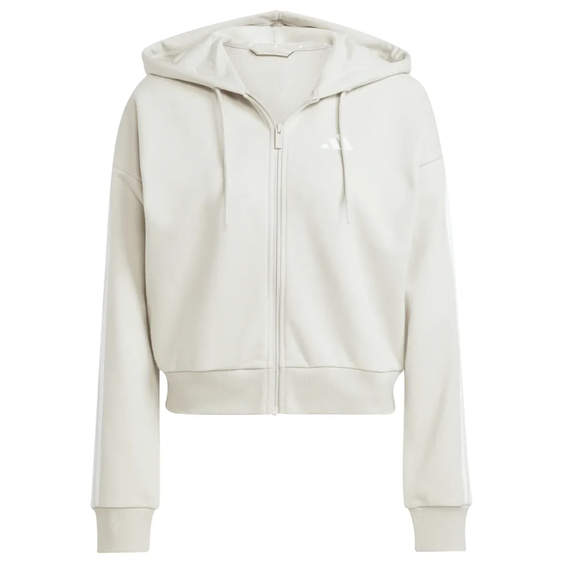 Felpa con zip bianca da Donna adidas W 3S FT FZ HD