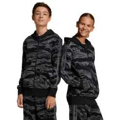 Felpa con zip da Ragazzo e Ragazza nera con stampa camouflage adidas