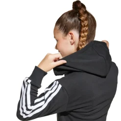 Felpa con zip e cappuccio nera da Ragazza con bande laterali adidas