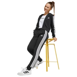 Felpa con zip e cappuccio nera da Ragazza con bande laterali adidas
