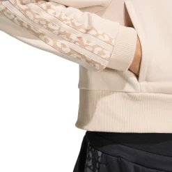 Felpa da bambina e ragazza beige adidas con cappuccio e inserti leopardati