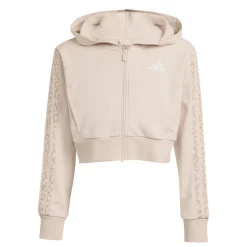 Felpa da bambina e ragazza beige adidas con cappuccio e inserti leopardati