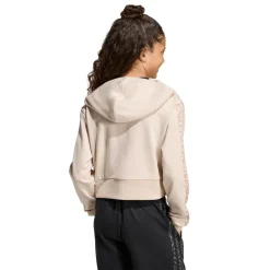 Felpa da bambina e ragazza beige adidas con cappuccio e inserti leopardati