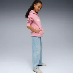Felpa da bambina rosa con cappuccio e grande logo bianco Puma Essentials