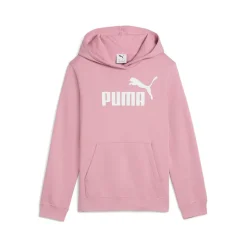 Felpa da bambina rosa con cappuccio e grande logo bianco Puma Essentials