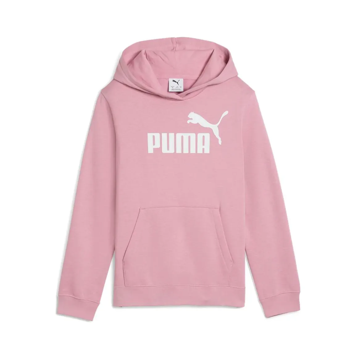 Felpa da bambina rosa con cappuccio e grande logo bianco Puma Essentials