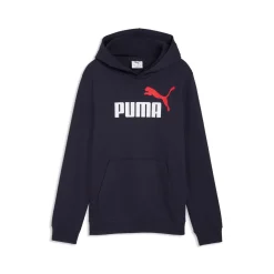 Felpa da bambino blu con cappuccio e maxi logo frontale Puma