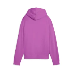 Felpa da donna violetta in cotone con logo bianco e cappuccio Puma