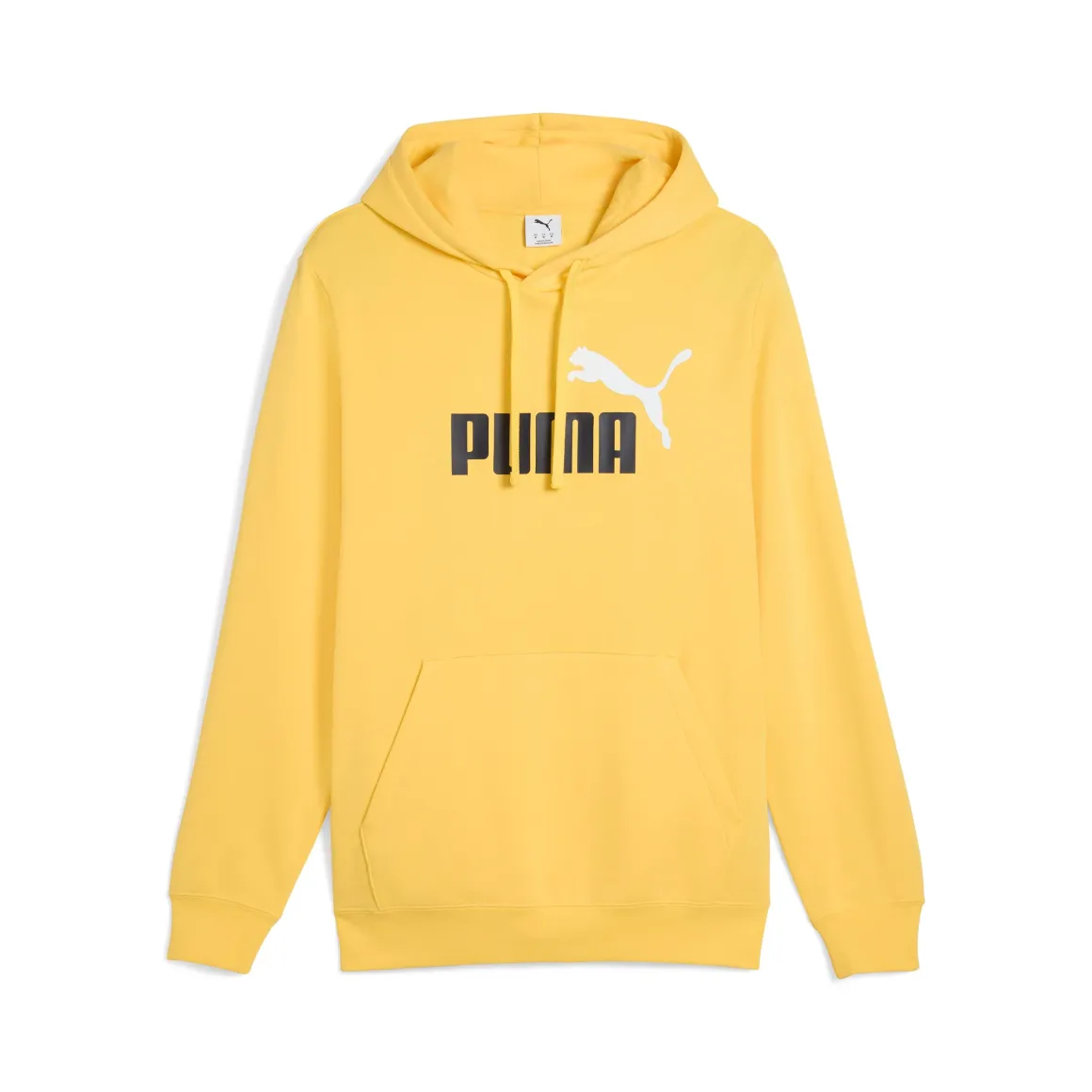 Felpa da uomo gialla in cotone con cappuccio e logo a contrasto Puma