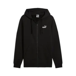 Felpa Full Zip da uomo nera Puma Essentials con cappuccio