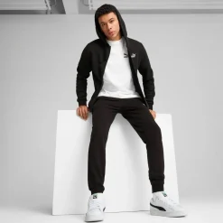 Felpa Full Zip da uomo nera Puma Essentials con cappuccio