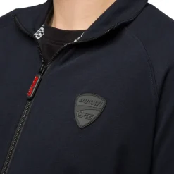 Felpa girocollo da uomo in cotone blu navy con zip Ducati Corse