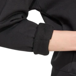 Felpa nera da donna con cappuccio e logo adidas