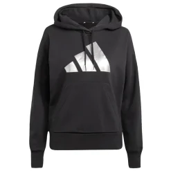 Felpa nera da donna con cappuccio e logo adidas