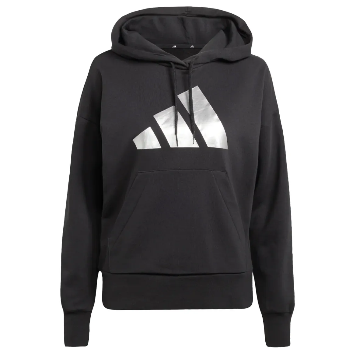 Felpa nera da donna con cappuccio e logo adidas