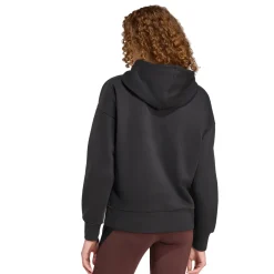 Felpa nera da donna con cappuccio e logo adidas