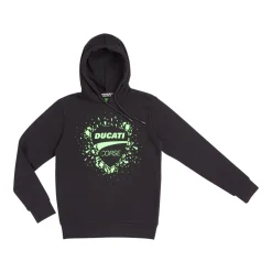 Felpa nera da Ragazzo con stampa verde fluo Ducati Corse