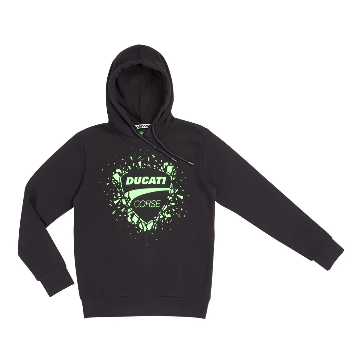 Felpa nera da Ragazzo con stampa verde fluo Ducati Corse