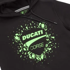 Felpa nera da Ragazzo con stampa verde fluo Ducati Corse