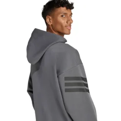 Felpa sportiva da uomo grigio con zip e le iconiche 3-Stripes adidas