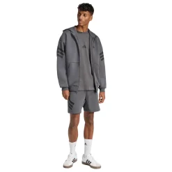 Felpa sportiva da uomo grigio con zip e le iconiche 3-Stripes adidas