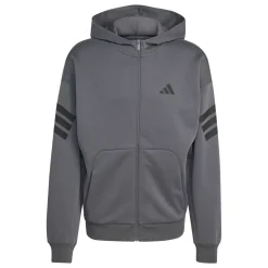 Felpa sportiva da uomo grigio con zip e le iconiche 3-Stripes adidas