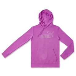 Felpa sportiva Viola Donna con cappuccio e logo in strass Puma