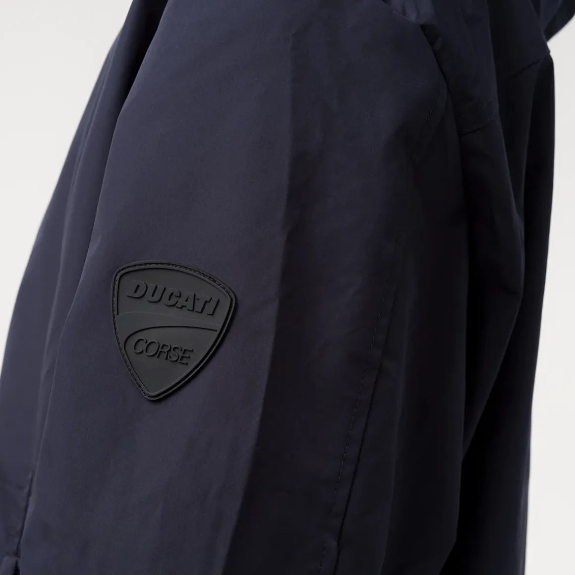 Giacca a vento da uomo blu con tasche e cappuccio rimovibile Ducati Corse