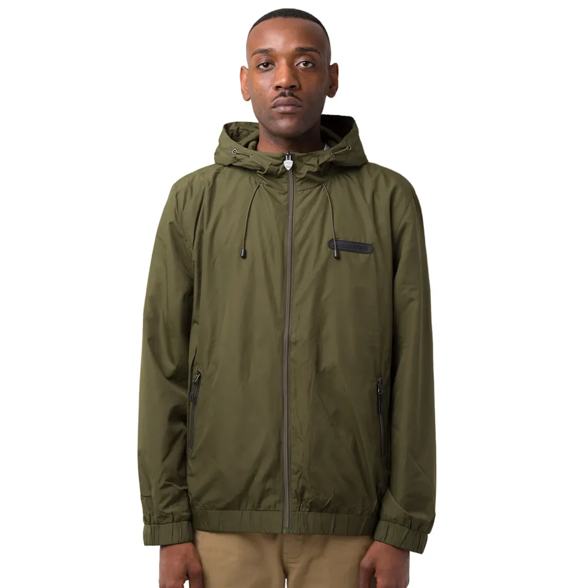 Giacca a vento da uomo Ducati Corse verde militare con tasche e cappuccio