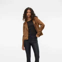 Giacca Biker marrone da Donna effetto scamosciato Vero Moda