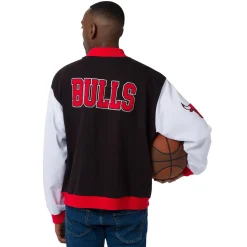 Giacca Bomber da Uomo rossa bianca e nera con ricami Chicago Bulls NBA