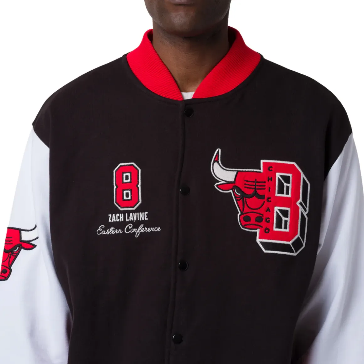 Giacca Bomber da Uomo rossa bianca e nera con ricami Chicago Bulls NBA