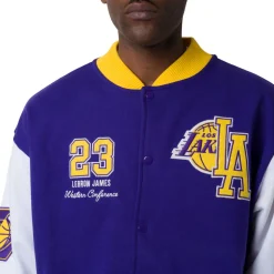 Giacca Bomber da Uomo viola giallo e bianca con ricami LA Lakers NBA
