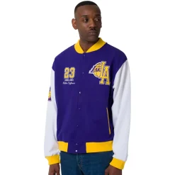 Giacca Bomber da Uomo viola giallo e bianca con ricami LA Lakers NBA