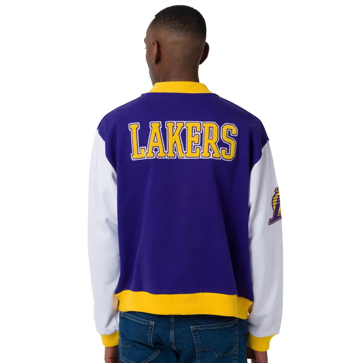Giacca Bomber da Uomo viola giallo e bianca con ricami LA Lakers NBA
