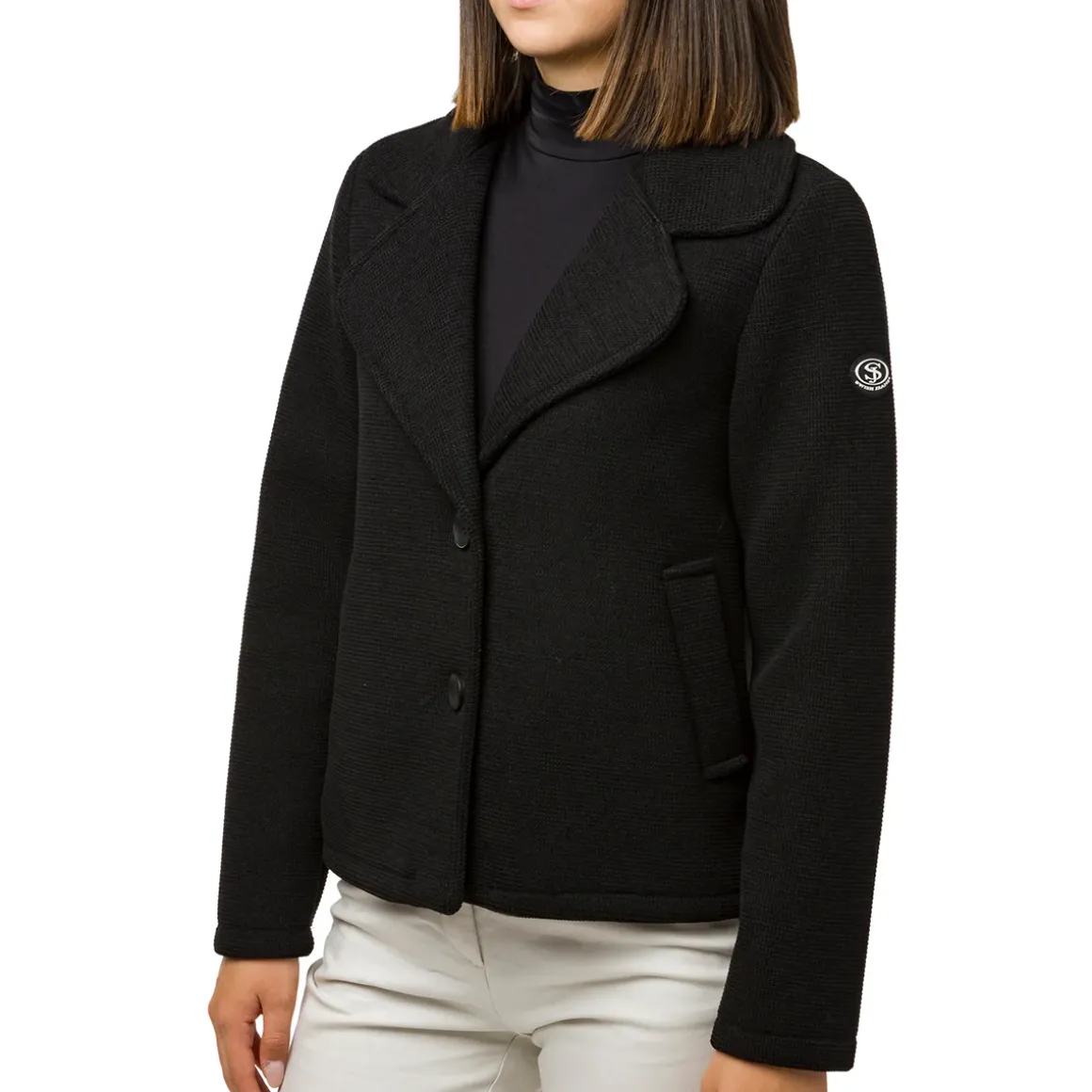 Giacca doppiopetto nera da donna con bottoni Swish Jeans