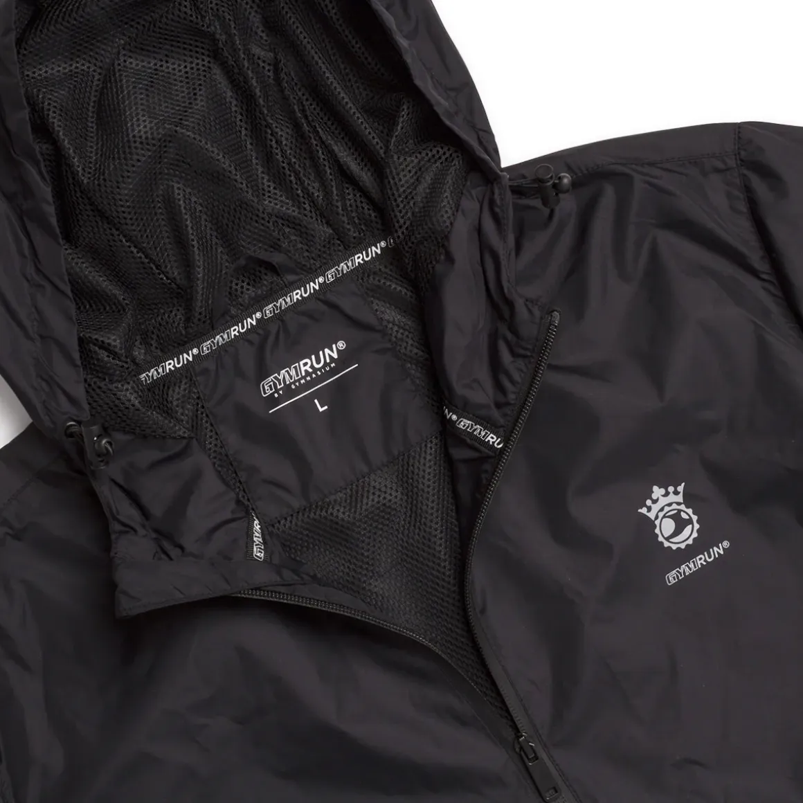 Giacca sportiva antivento da Uomo nera con zip GymRun