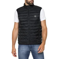 Gilet smanicato da Uomo nero trapuntato con chiusura zip Carrera Jeans